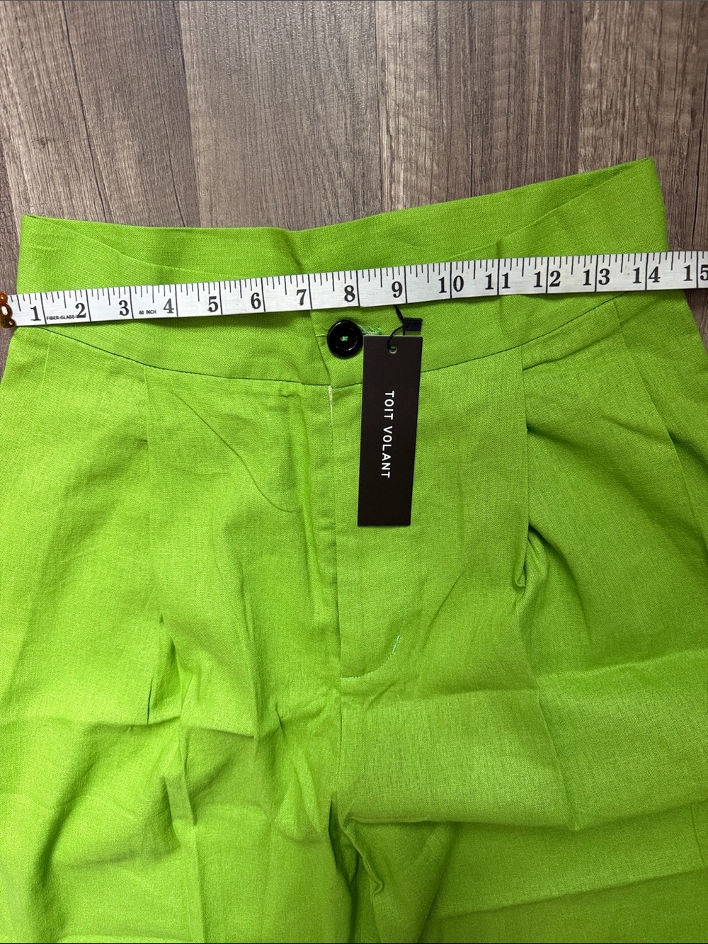 Toit Volant NWT  Wide-Leg High-Waist Pants in Lime Green - Picture 6 of 8